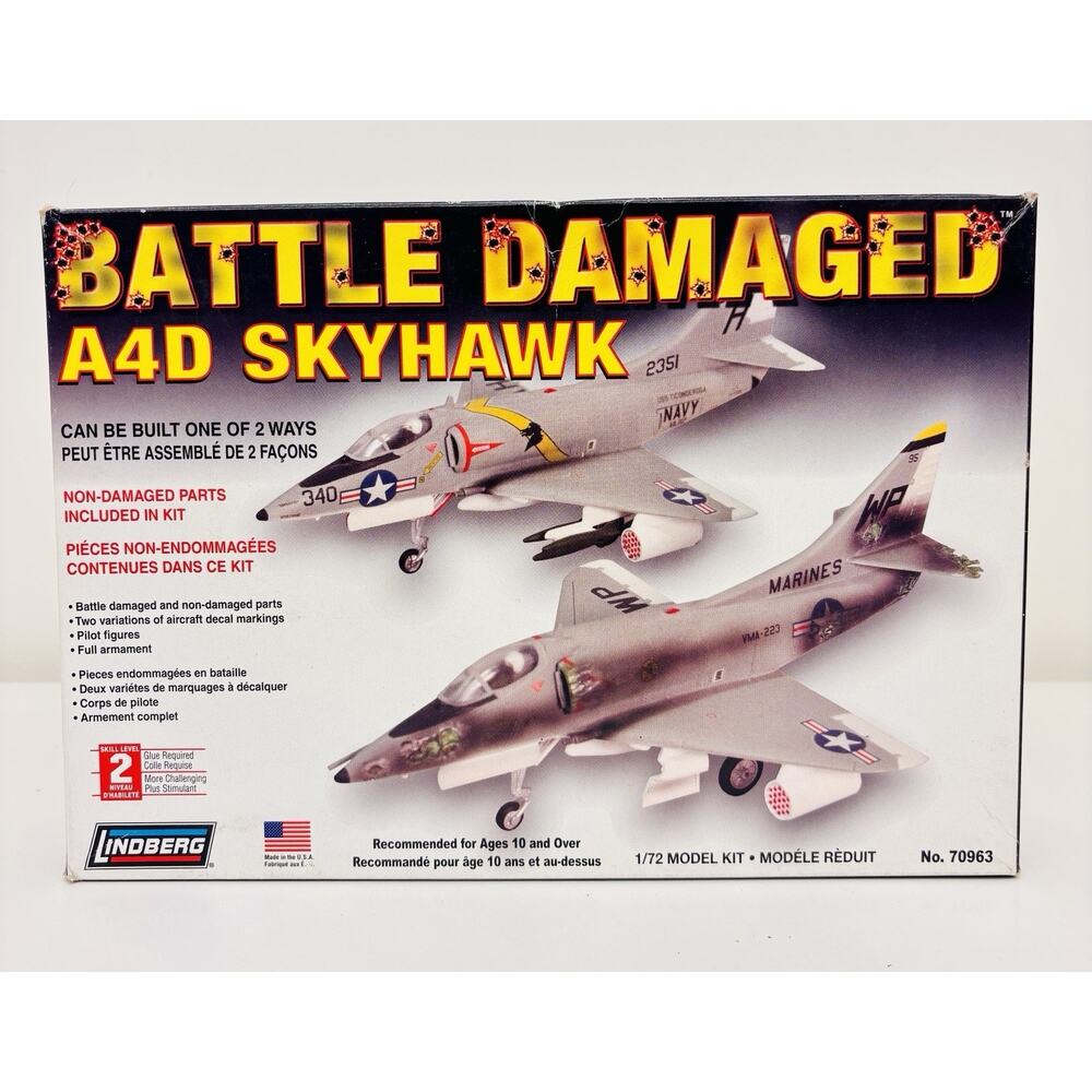 Lindberg A4D Skyhawk Battle Damaged 1:72 Plastic Model Kit 70963 New Open Box